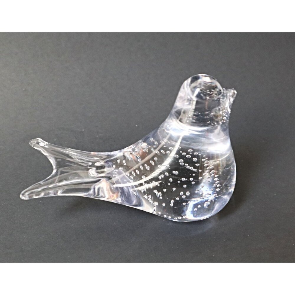 Vintage Murano Glass Bird Dove Suspended Controlled Bubbles Paperweight Figurin